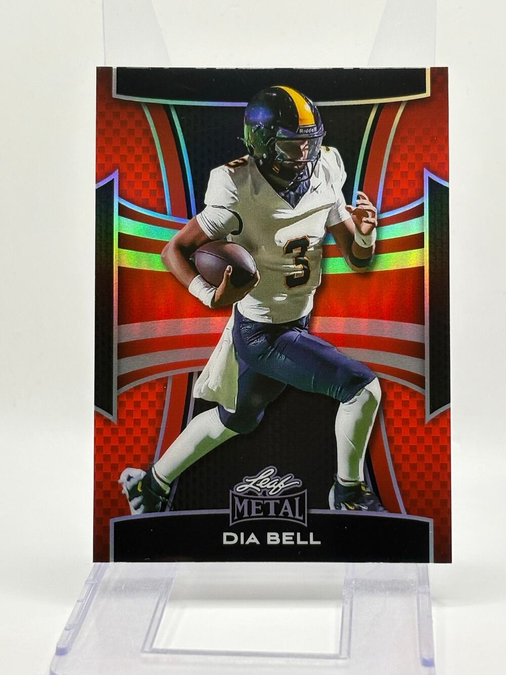 2025 Leaf Metal Football Dia Bell Red Refractor 3/25 SP Texas Longhorns